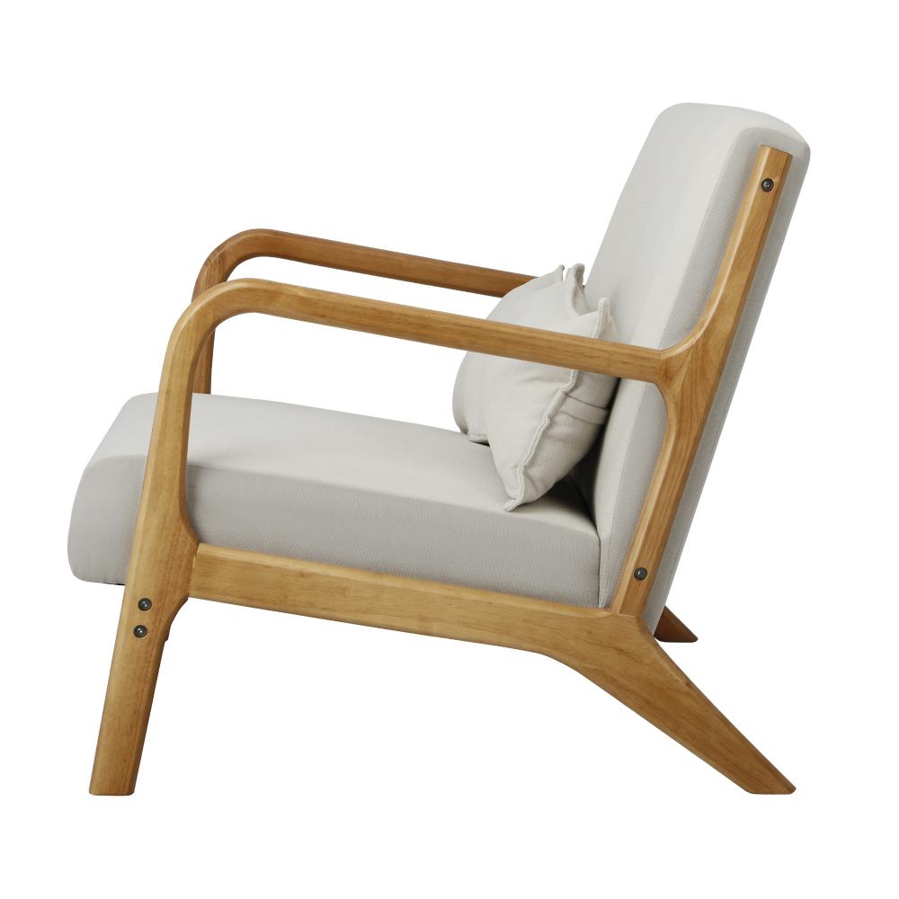 Oikiture Armchair Lounge Chair Accent Couch Sofa Pillows 2 Seater Fabric Beige-Armchair-PEROZ Accessories