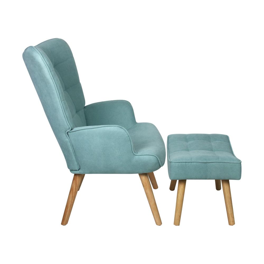 Oikiture Armchair Lounge Chair Ottoman Accent Armchairs Fabric Sofa Chairs Blue-Armchair-PEROZ Accessories