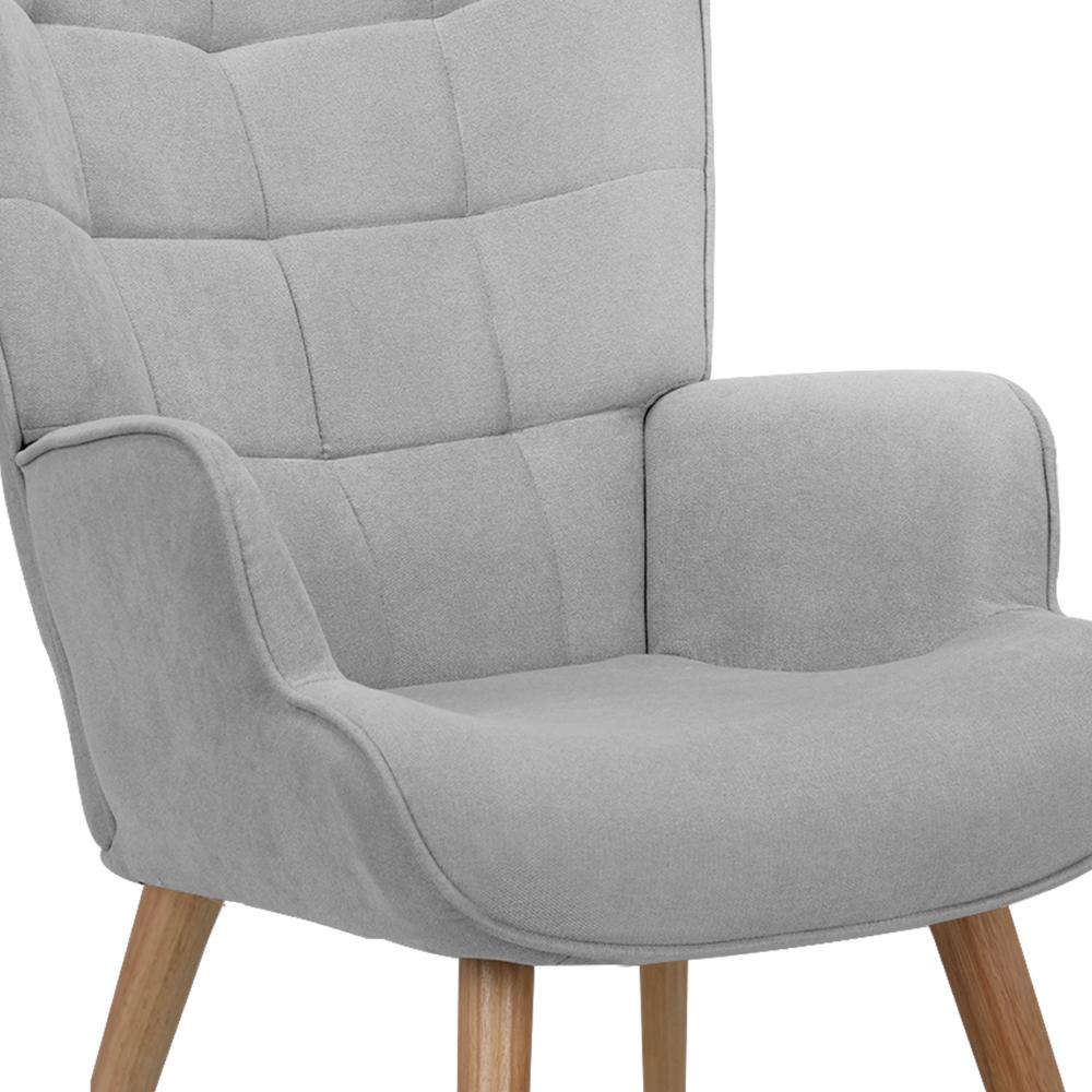 Oikiture Armchair Lounge Chair Ottoman Accent Armchairs Fabric Sofa Chairs Grey-Armchair-PEROZ Accessories