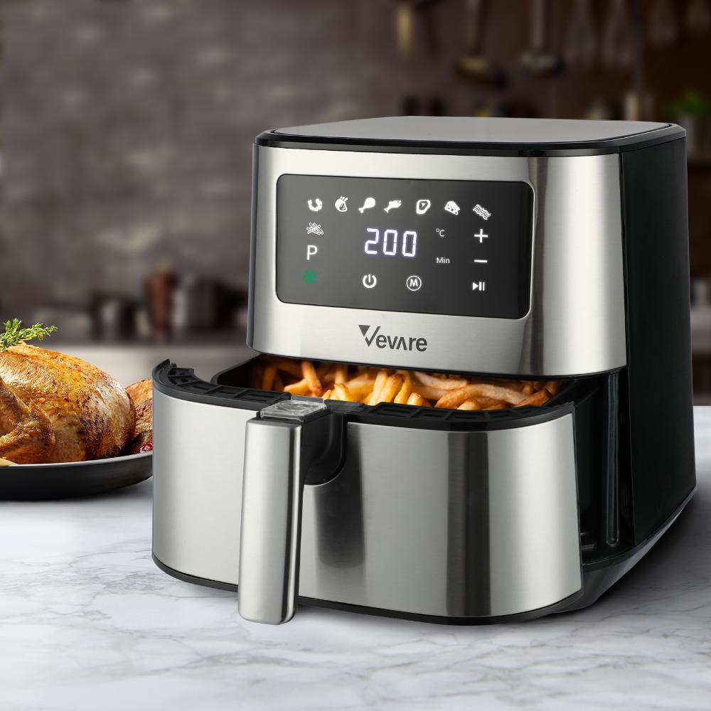 Vevare Air Fryer 5.5L LCD Airfryers Electric Oven Oil Free Kitchen Cooker Silver-Air Fryer-PEROZ Accessories