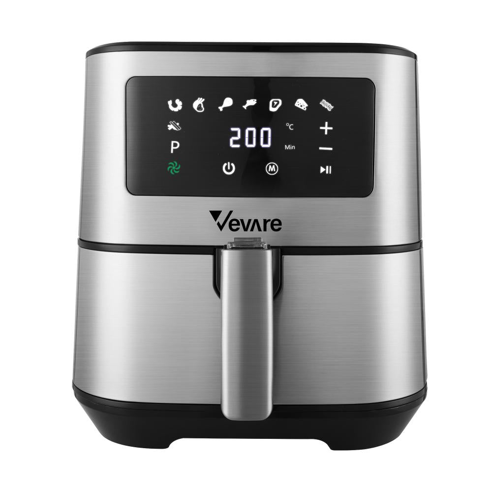 Vevare Air Fryer 5.5L LCD Airfryers Electric Oven Oil Free Kitchen Cooker Silver-Air Fryer-PEROZ Accessories