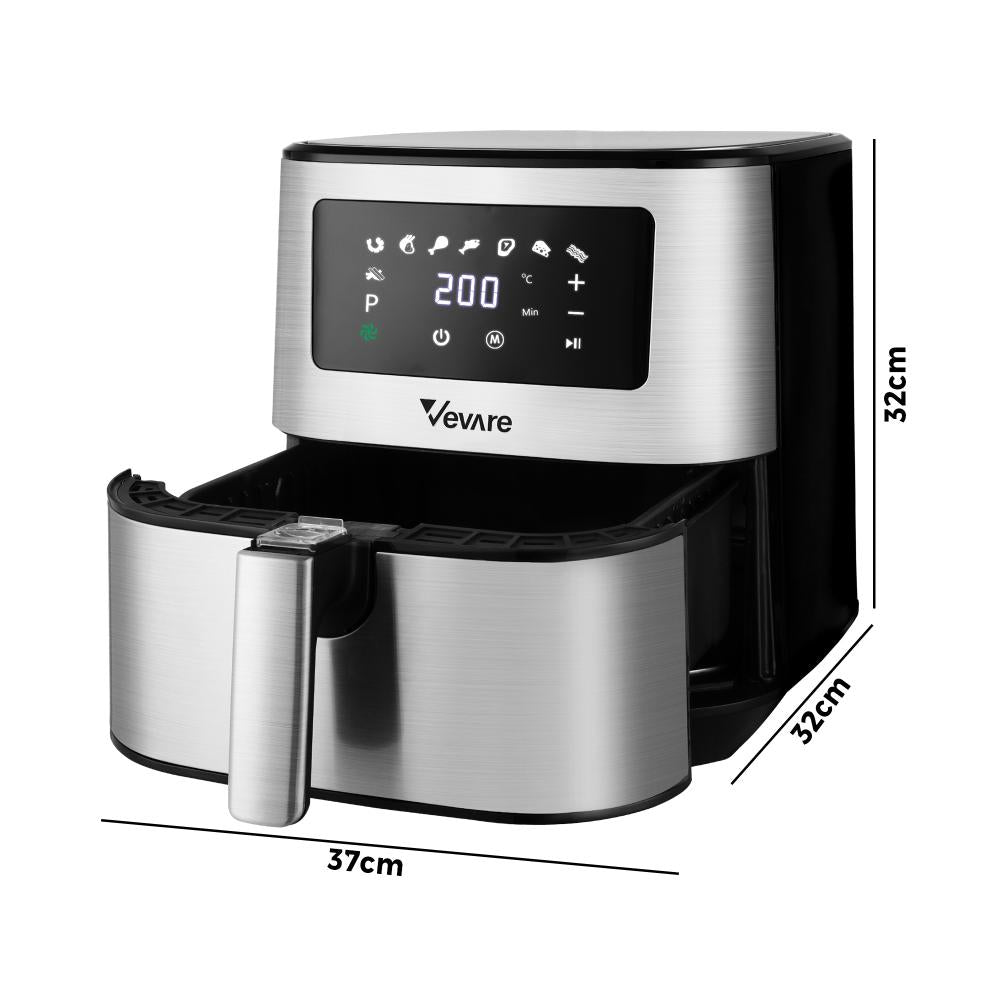 Vevare Air Fryer 5.5L LCD Airfryers Electric Oven Oil Free Kitchen Cooker Silver-Air Fryer-PEROZ Accessories