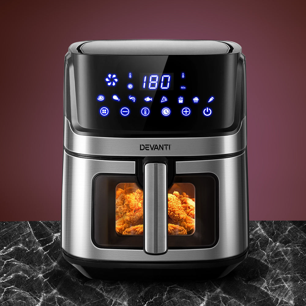 Devanti Air Fryer 6.5L LCD Fryers Oven Airfryer Healthy Cooker Oil Free Kitchen-Appliances &gt; Kitchen Appliances-PEROZ Accessories