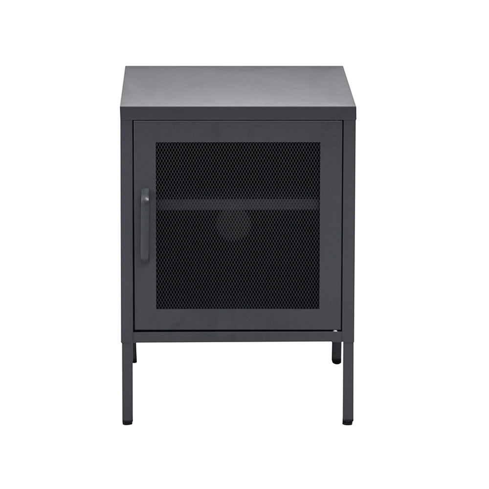ArtissIn Mini Mesh Door Storage Cabinet Organizer Bedside Table Black-Bedside Tables - Peroz Australia - Image - 2