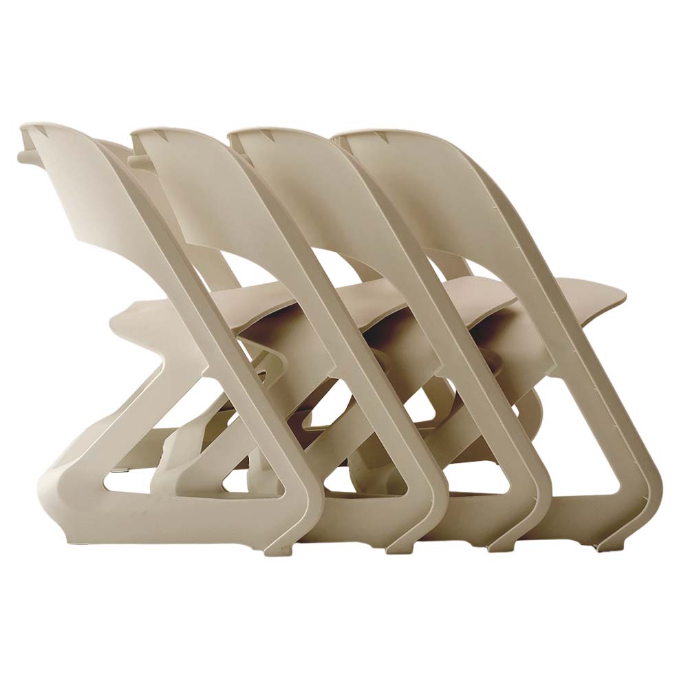 ArtissIn Set of 4 Dining Chairs Office Cafe Lounge Seat Stackable Plastic Leisure Chairs Beige-Furniture > Bar Stools & Chairs - Peroz Australia - Image - 3