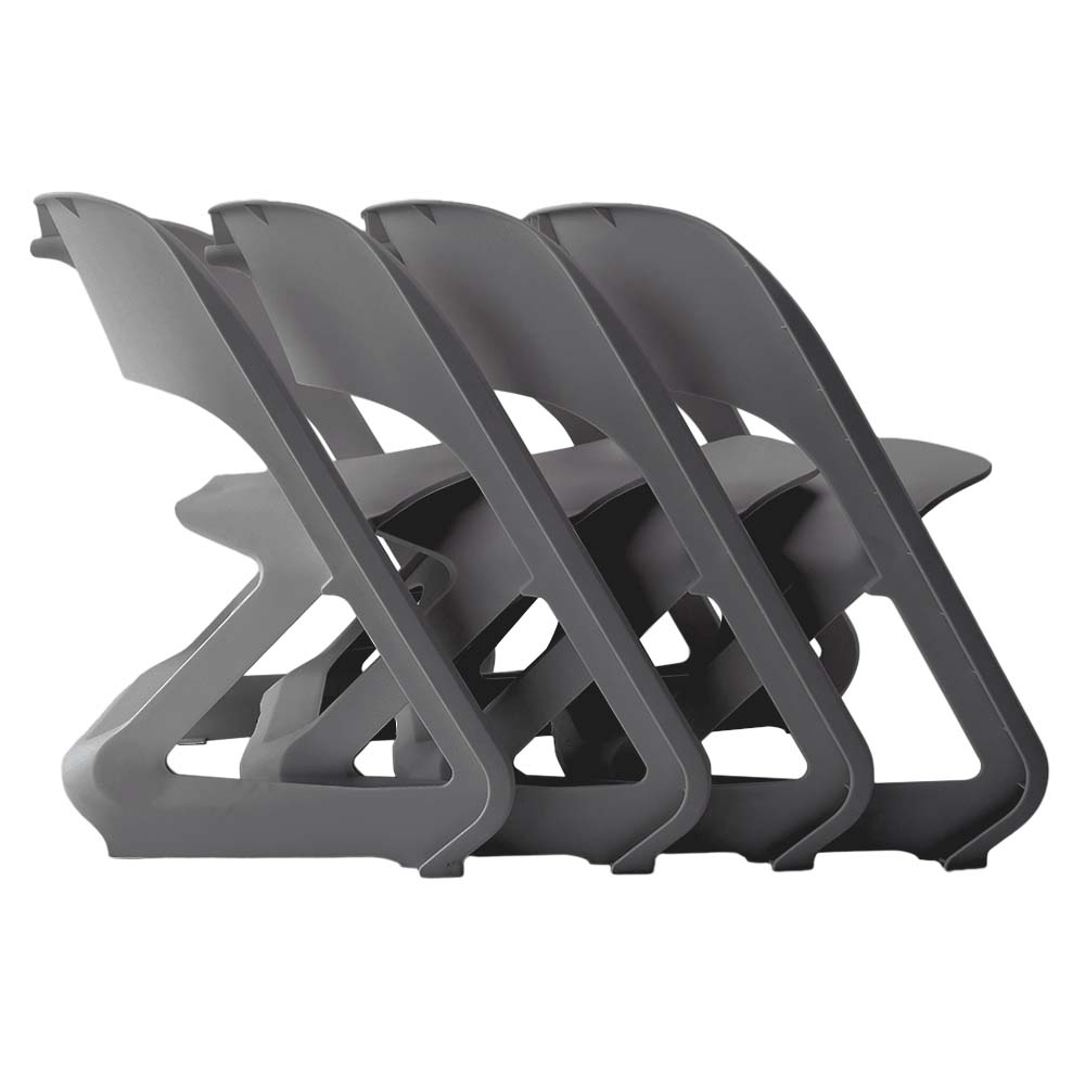 ArtissIn Set of 4 Dining Chairs Office Cafe Lounge Seat Stackable Plastic Leisure Chairs Grey-Furniture > Bar Stools & Chairs - Peroz Australia - Image - 3