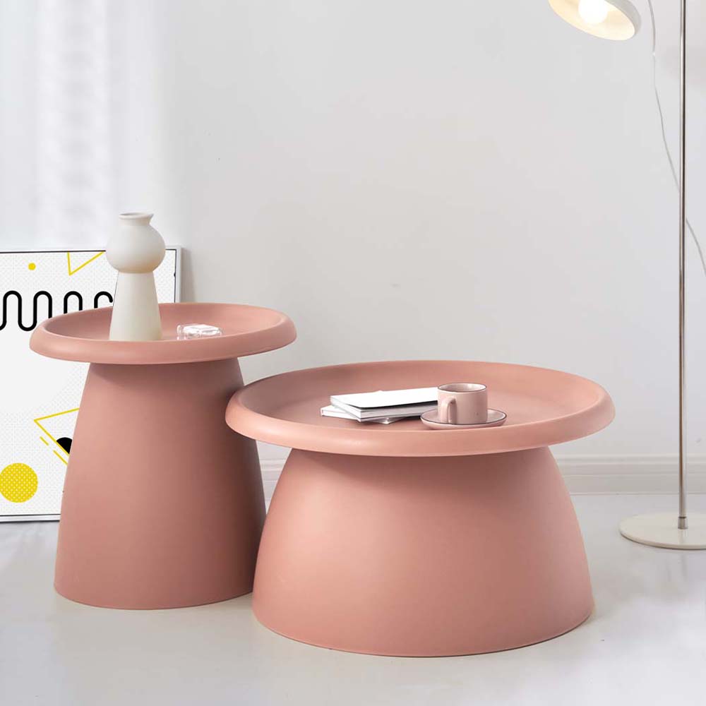 ArtissIn Coffee Table Mushroom Nordic Round Small Side Table 50CM Pink-Furniture > Living Room - Peroz Australia - Image - 8