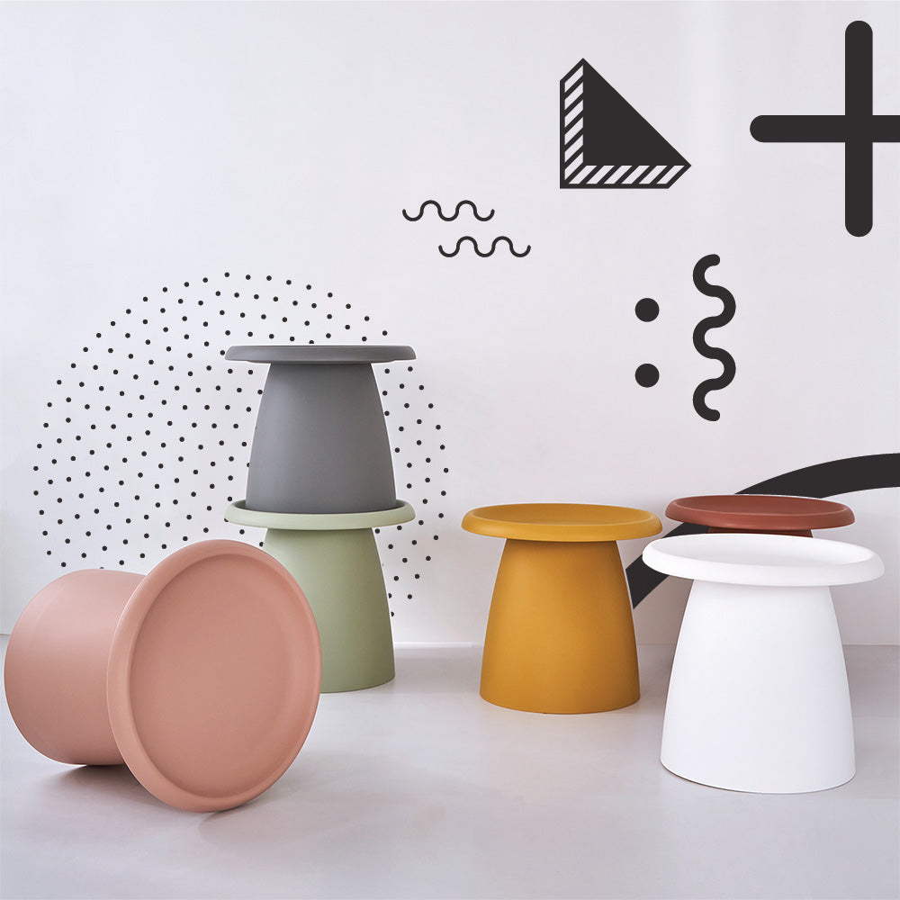 ArtissIn Coffee Table Mushroom Nordic Round Small Side Table 50CM Pink-Furniture > Living Room - Peroz Australia - Image - 9
