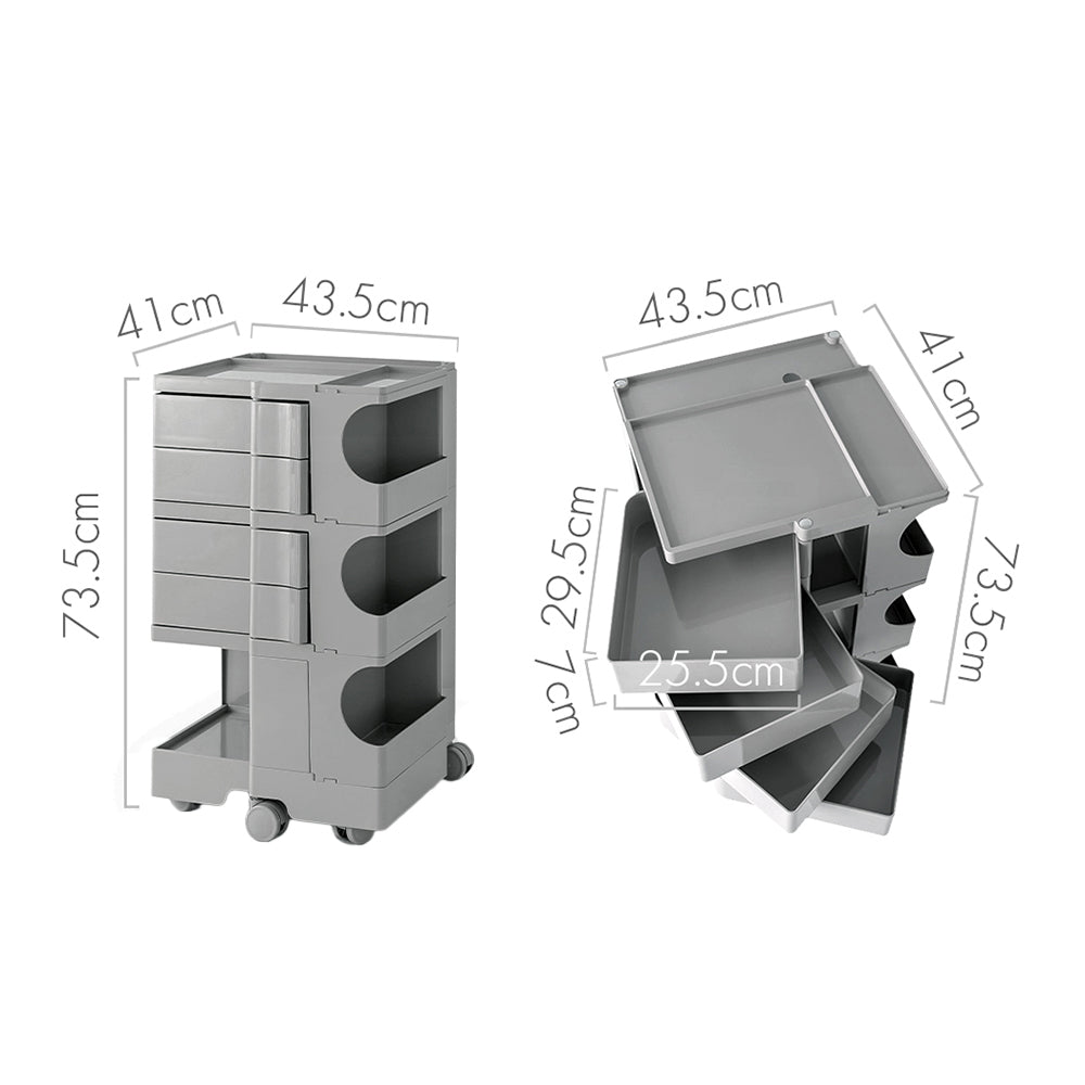 ArtissIn Bedside Table Side Tables Nightstand Organizer Replica Boby Trolley 5Tier Grey-Furniture > Living Room - Peroz Australia - Image - 2