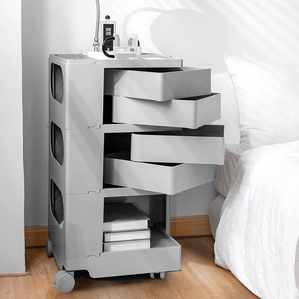 ArtissIn Bedside Table Side Tables Nightstand Organizer Replica Boby Trolley 5Tier Grey-Furniture > Living Room - Peroz Australia - Image - 5