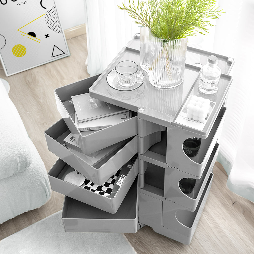 ArtissIn Bedside Table Side Tables Nightstand Organizer Replica Boby Trolley 5Tier Grey-Furniture > Living Room - Peroz Australia - Image - 7