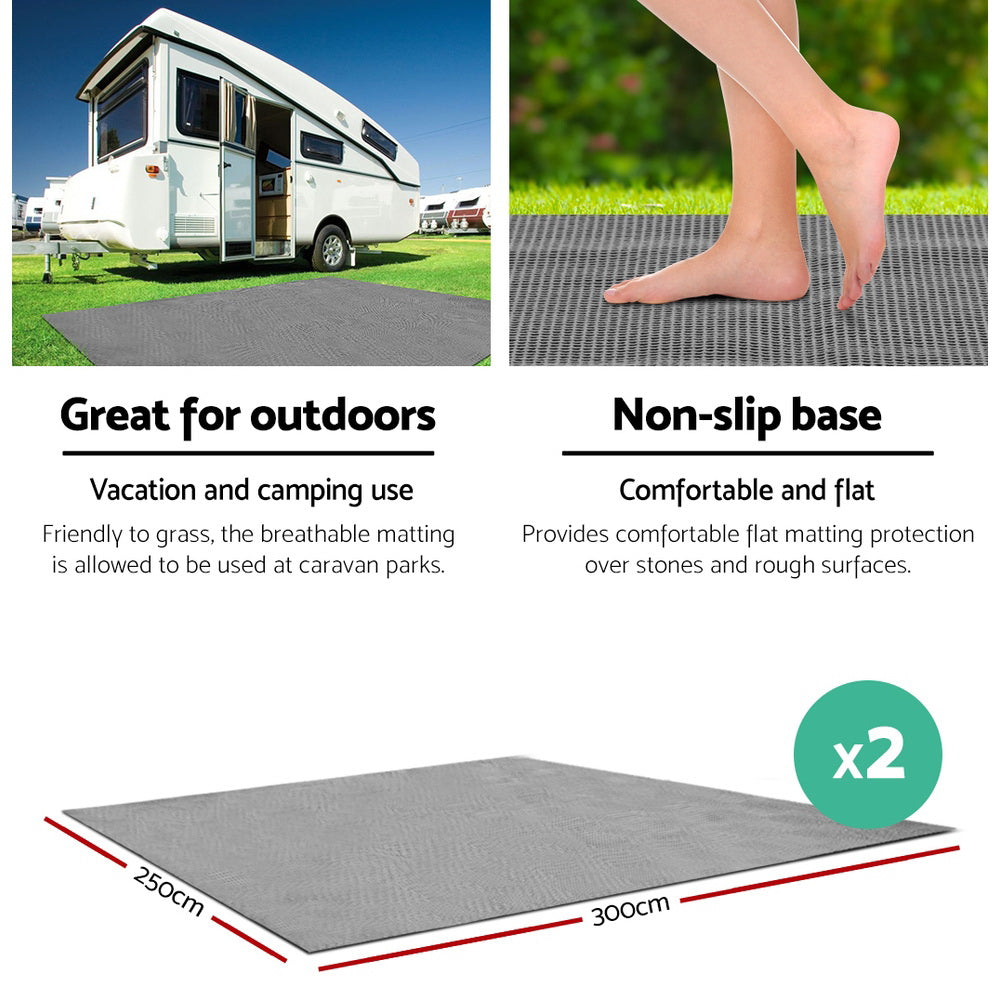 Weisshorn 6M Annex Matting Pack of 2x 3 x2.5m Floor Mats Mesh Camping Picnic-Outdoor > Camping-PEROZ Accessories