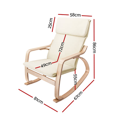 Artiss Fabric Rocking Armchair - Beige-Furniture &gt; Living Room - Peroz Australia - Image - 3