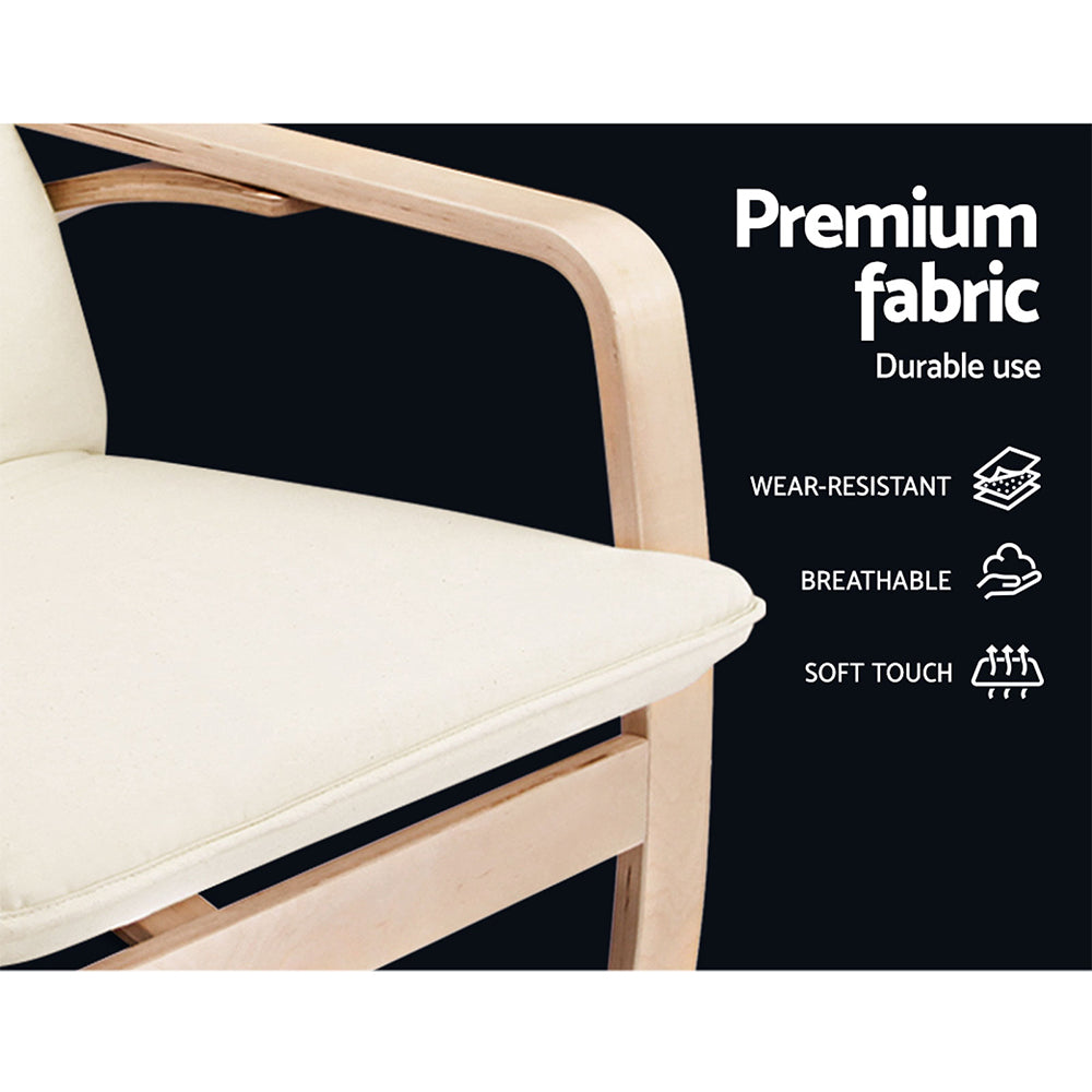 Artiss Fabric Rocking Armchair - Beige-Furniture &gt; Living Room - Peroz Australia - Image - 7