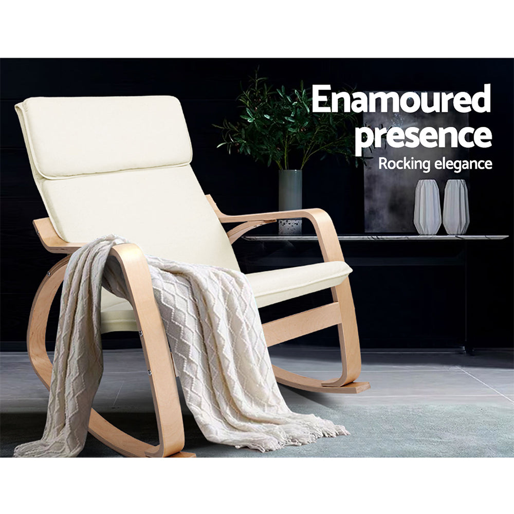 Artiss Fabric Rocking Armchair - Beige-Furniture &gt; Living Room - Peroz Australia - Image - 8