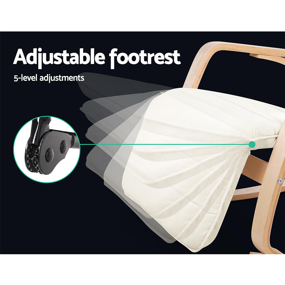 Artiss Fabric Rocking Armchair with Adjustable Footrest - Beige-Furniture > Living Room - Peroz Australia - Image - 7