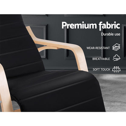 Artiss Fabric Rocking Armchair with Adjustable Footrest - Black-Furniture &gt; Living Room - Peroz Australia - Image - 6