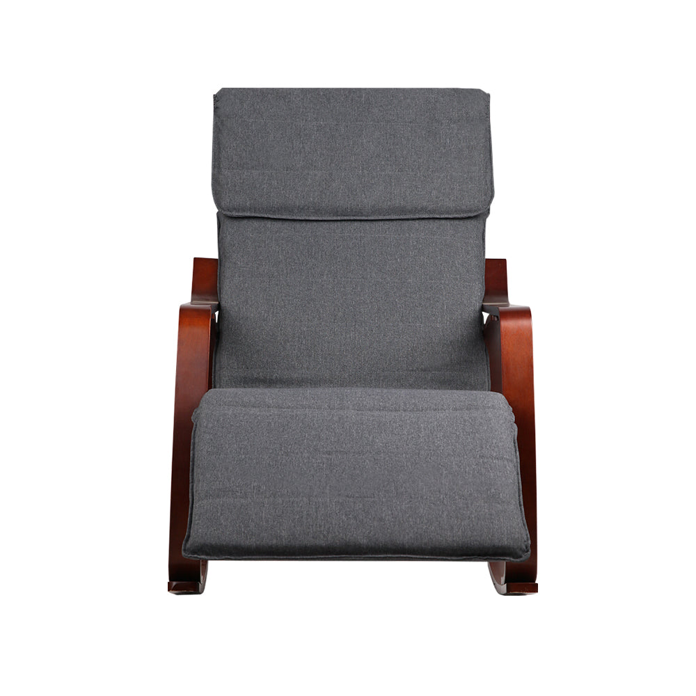 Artiss Fabric Rocking Armchair with Adjustable Footrest - Charcoal-Furniture > Living Room - Peroz Australia - Image - 4
