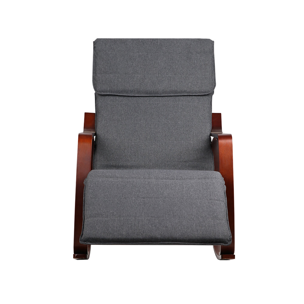 Artiss Fabric Rocking Armchair with Adjustable Footrest - Charcoal-Furniture &gt; Living Room - Peroz Australia - Image - 4