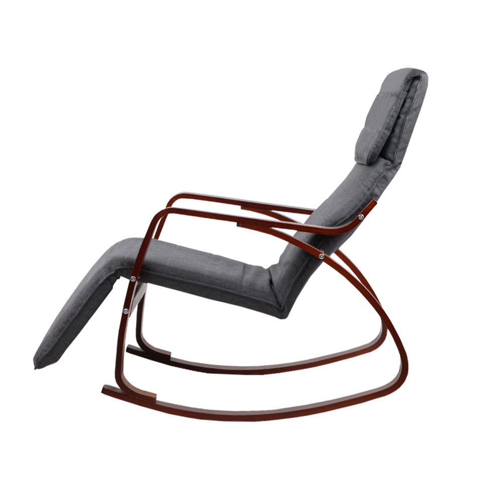 Artiss Fabric Rocking Armchair with Adjustable Footrest - Charcoal-Furniture > Living Room - Peroz Australia - Image - 5