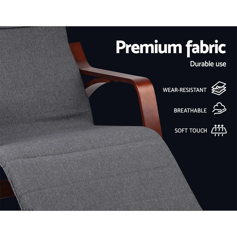 Artiss Fabric Rocking Armchair with Adjustable Footrest - Charcoal-Furniture > Living Room - Peroz Australia - Image - 7