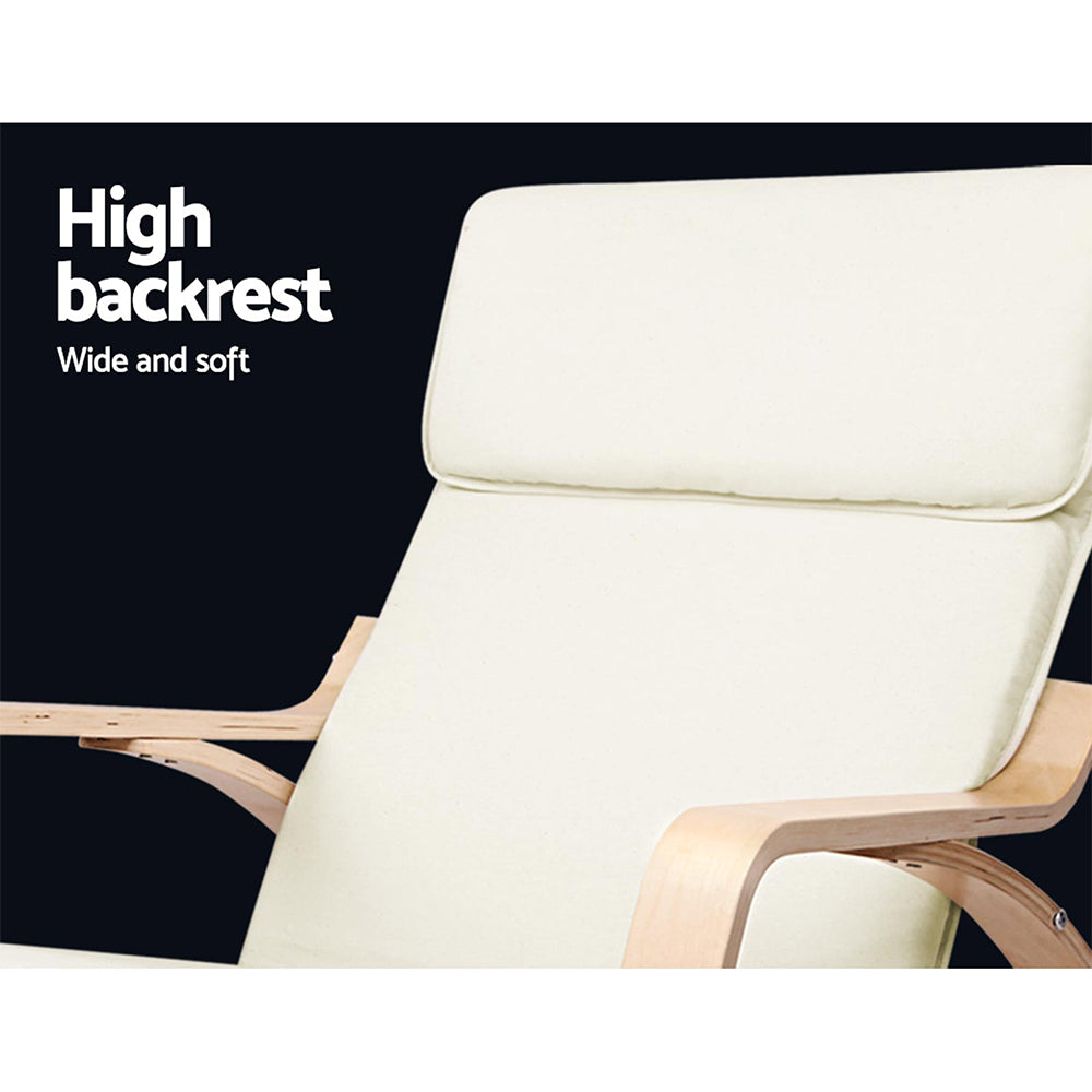 Artiss Wooden Armchair with Foot Stool - Beige-Furniture > Living Room - Peroz Australia - Image - 6