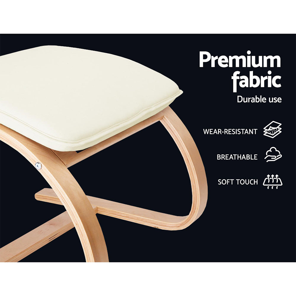 Artiss Wooden Armchair with Foot Stool - Beige-Furniture > Living Room - Peroz Australia - Image - 7