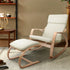 Artiss Wooden Armchair with Foot Stool - Beige-Furniture > Living Room - Peroz Australia - Image - 1