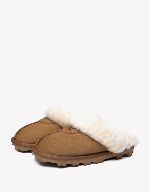 Australian Shepherd Double-Faced Sheepskin UGG Unisex Slippers Waffle Scuff Water Resistant-Slippers-PEROZ Accessories