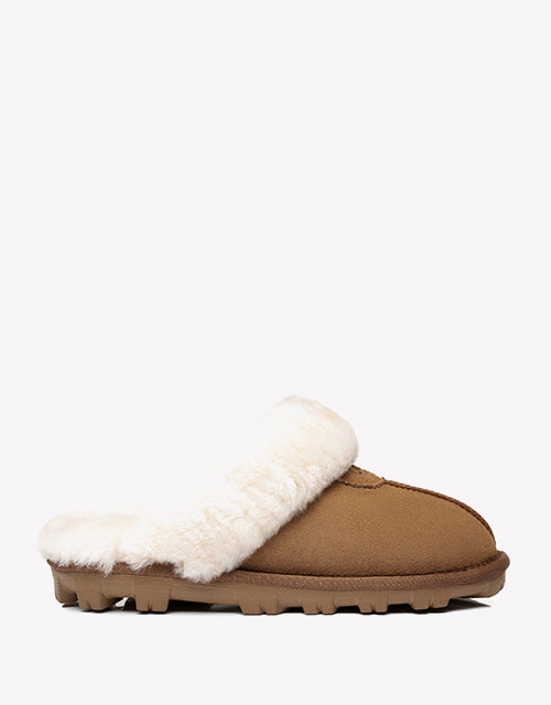 Australian Shepherd Double-Faced Sheepskin UGG Unisex Slippers Waffle Scuff Water Resistant-Slippers-PEROZ Accessories