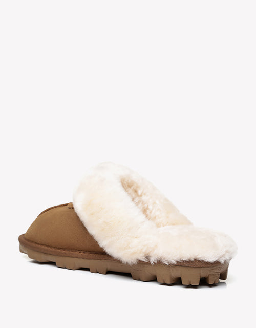 Australian Shepherd Double-Faced Sheepskin UGG Unisex Slippers Waffle Scuff Water Resistant-Slippers-PEROZ Accessories