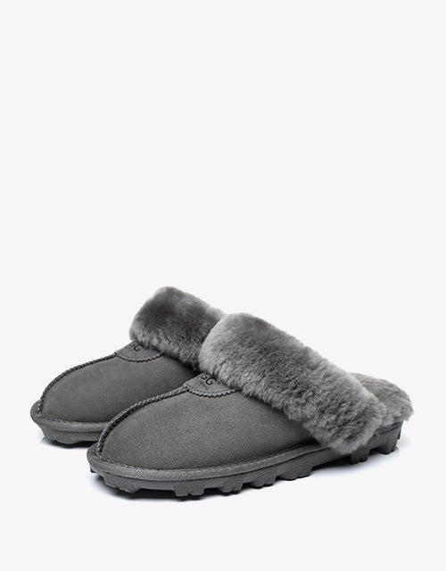 Australian Shepherd Double-Faced Sheepskin UGG Unisex Slippers Waffle Scuff Water Resistant-Slippers-PEROZ Accessories