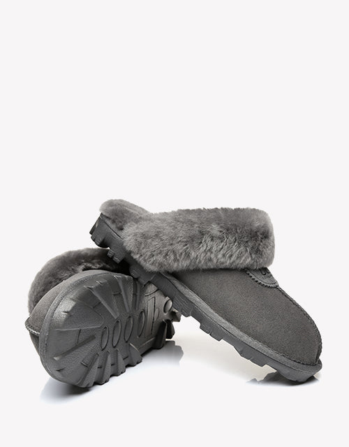 Australian Shepherd Double-Faced Sheepskin UGG Unisex Slippers Waffle Scuff Water Resistant-Slippers-PEROZ Accessories