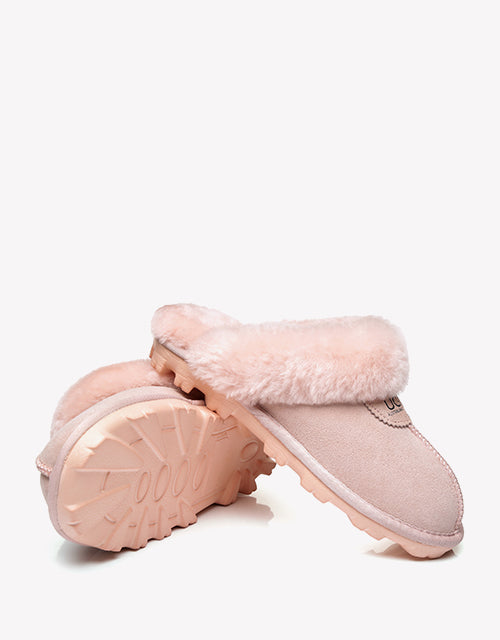 Australian Shepherd Double-Faced Sheepskin UGG Unisex Slippers Waffle Scuff Water Resistant-Slippers-PEROZ Accessories