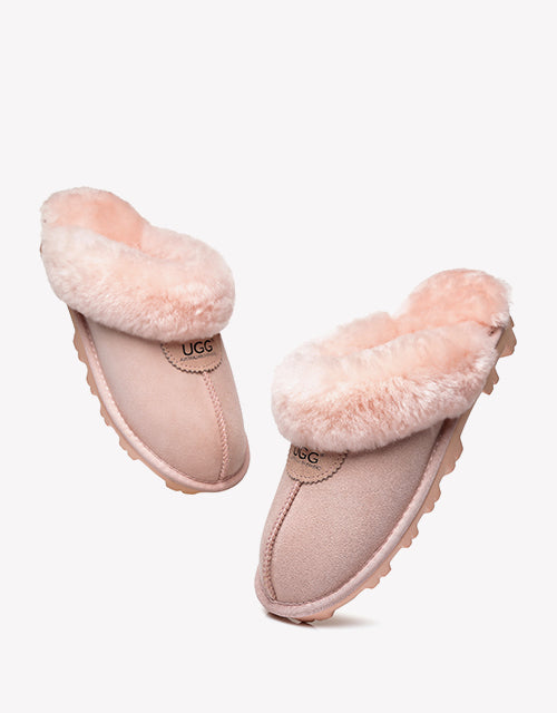Australian Shepherd Double-Faced Sheepskin UGG Unisex Slippers Waffle Scuff Water Resistant-Slippers-PEROZ Accessories