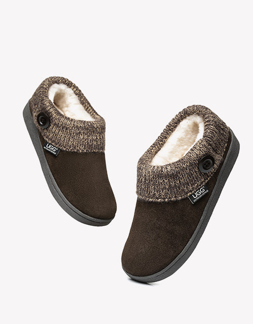 Australian Shepherd Women Knit Collar Ugg Ankle Slippers-Slippers-PEROZ Accessories
