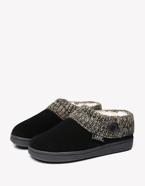 Australian Shepherd Women Knit Collar Ugg Ankle Slippers-Slippers-PEROZ Accessories