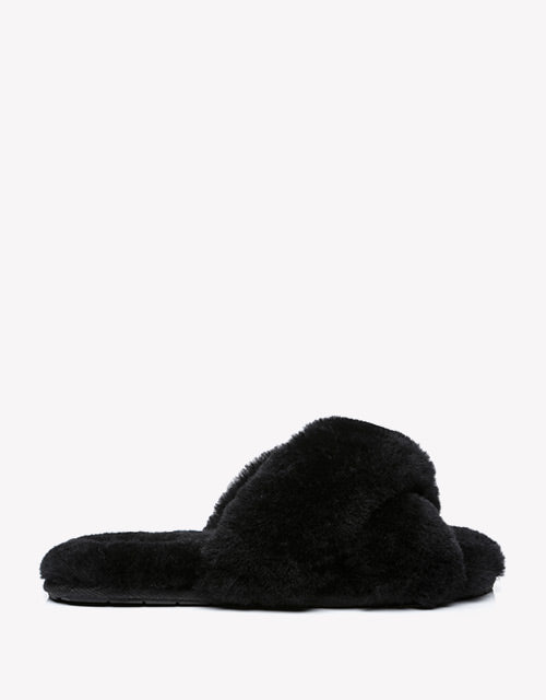 Australian Shepherd Sheepskin Wool UGG Crossover Slides Slipper Linty-Slippers-PEROZ Accessories