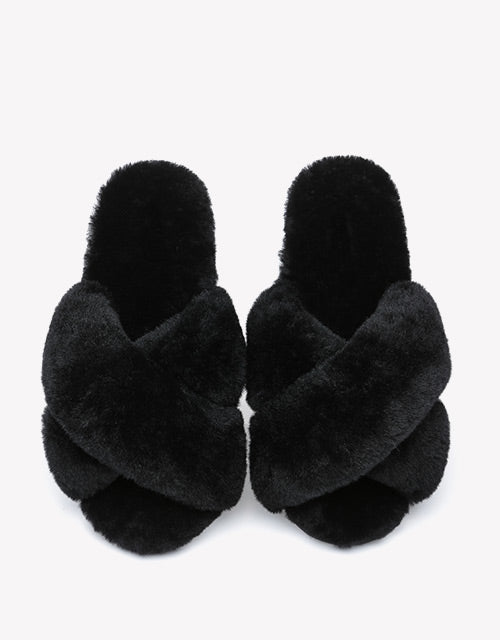 Australian Shepherd Sheepskin Wool UGG Crossover Slides Slipper Linty-Slippers-PEROZ Accessories