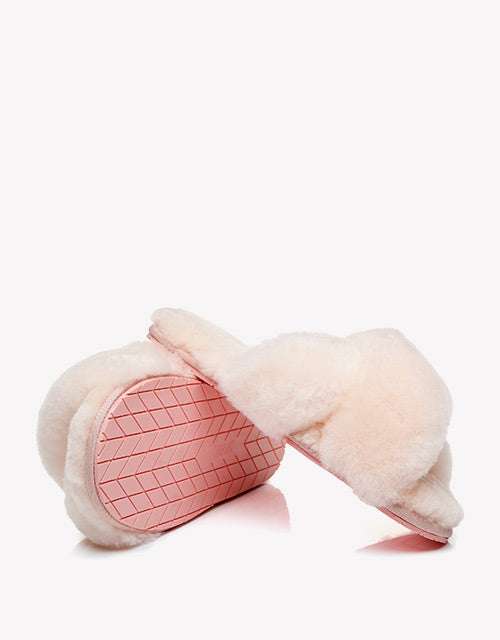 Australian Shepherd Sheepskin Wool UGG Crossover Slides Slipper Linty-Slippers-PEROZ Accessories