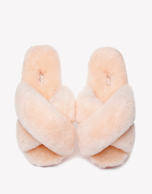 Australian Shepherd Sheepskin Wool UGG Crossover Slides Slipper Linty-Slippers-PEROZ Accessories