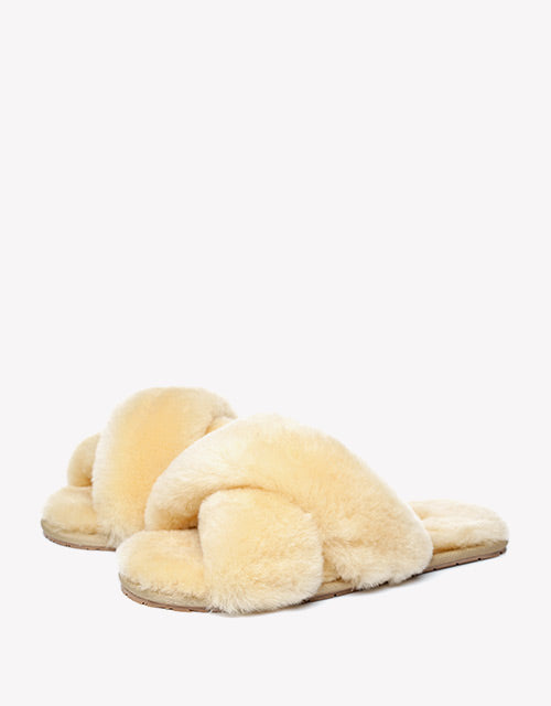 Australian Shepherd Sheepskin Wool UGG Crossover Slides Slipper Linty-Slippers-PEROZ Accessories