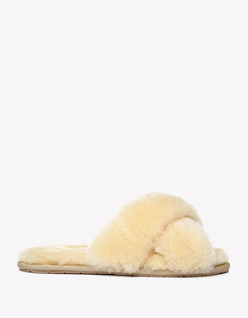 Australian Shepherd Sheepskin Wool UGG Crossover Slides Slipper Linty-Slippers-PEROZ Accessories