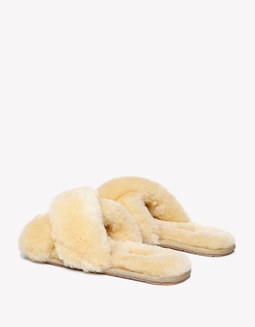 Australian Shepherd Sheepskin Wool UGG Crossover Slides Slipper Linty-Slippers-PEROZ Accessories