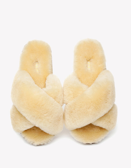 Australian Shepherd Sheepskin Wool UGG Crossover Slides Slipper Linty-Slippers-PEROZ Accessories