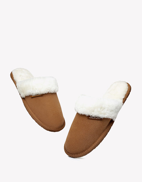Australian Shepherd Cow Suede Upper Wool Lining UGG Slipper Lassie Water Resistant-Slippers-PEROZ Accessories