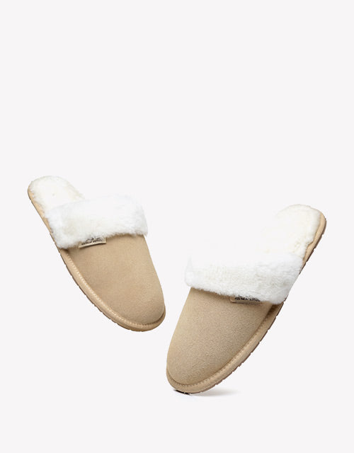 Australian Shepherd Cow Suede Upper Wool Lining UGG Slipper Lassie Water Resistant-Slippers-PEROZ Accessories