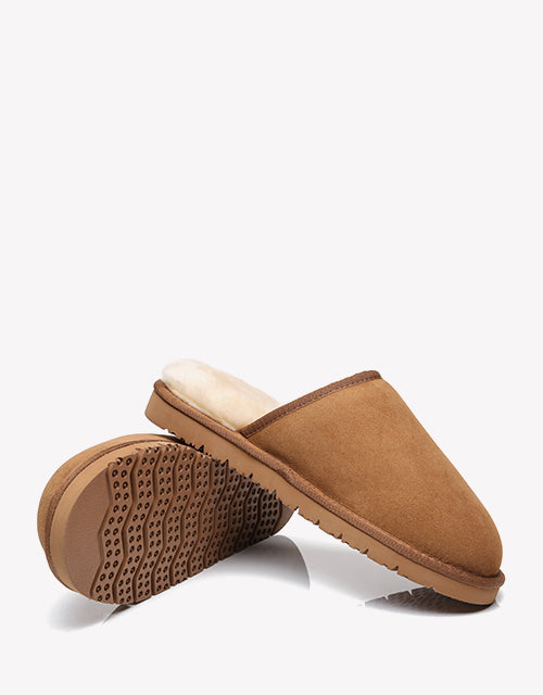 Australian Shepherd UGG Men Scuffs Slippers Sheepskin-Slippers-PEROZ Accessories