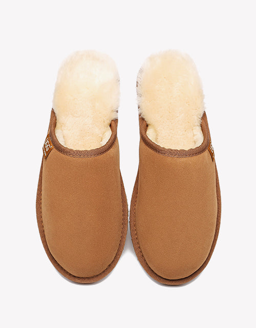 Australian Shepherd UGG Men Scuffs Slippers Sheepskin-Slippers-PEROZ Accessories