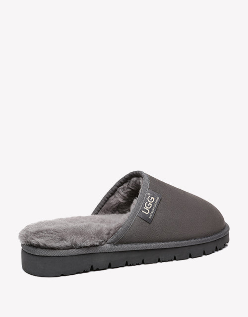 Australian Shepherd UGG Men Scuffs Slippers Sheepskin-Slippers-PEROZ Accessories